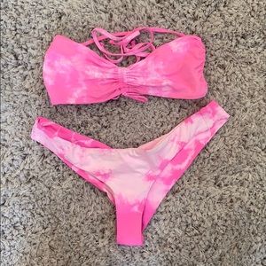 frankies x Sophia Richie pink tie dye bikini